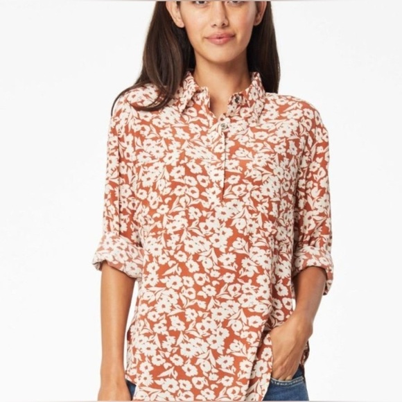 Roller Rabbit Tops - Roller Rabbit 100% Silk Olindo Victoria Blouse in Terracotta